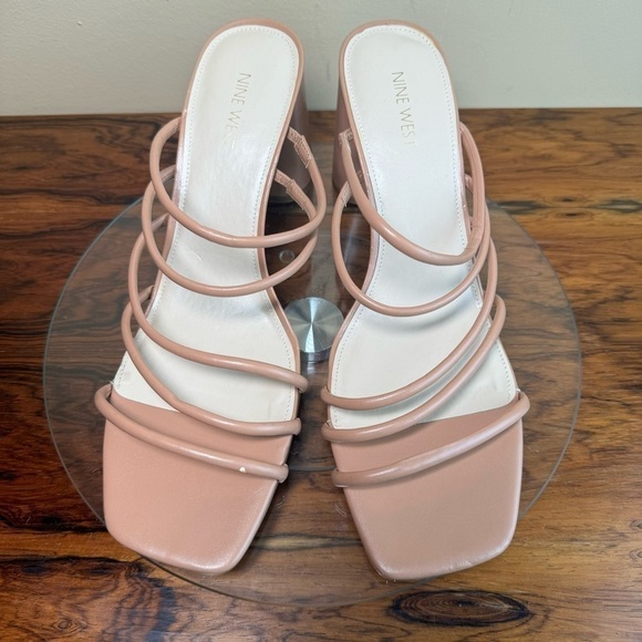 NEW NINE WEST Strappy Open Toe Heel Sandals Platform Block Heels - Picture 8 of 16